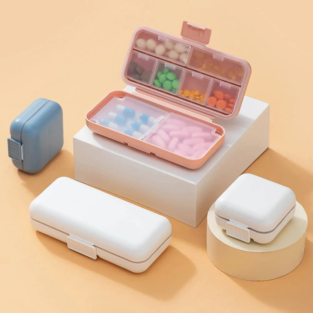 5/8Grid Organizer Container For Tablets Travel Pill box With Seal Ring Small Box For Tablets Wheat Straw Container For Medicines