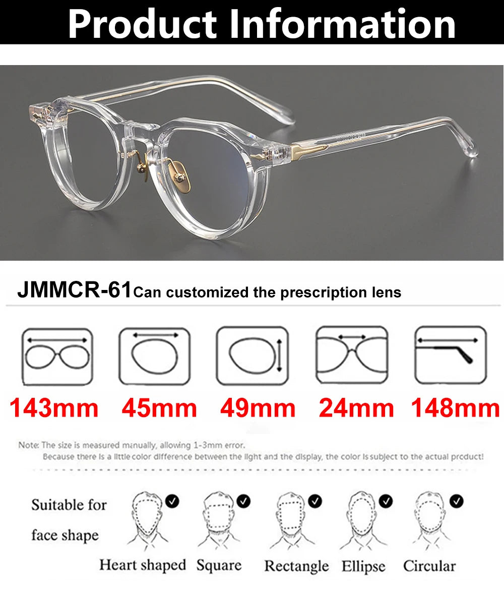 Vintage Oval Acetate Optical Eyeglasses Frame