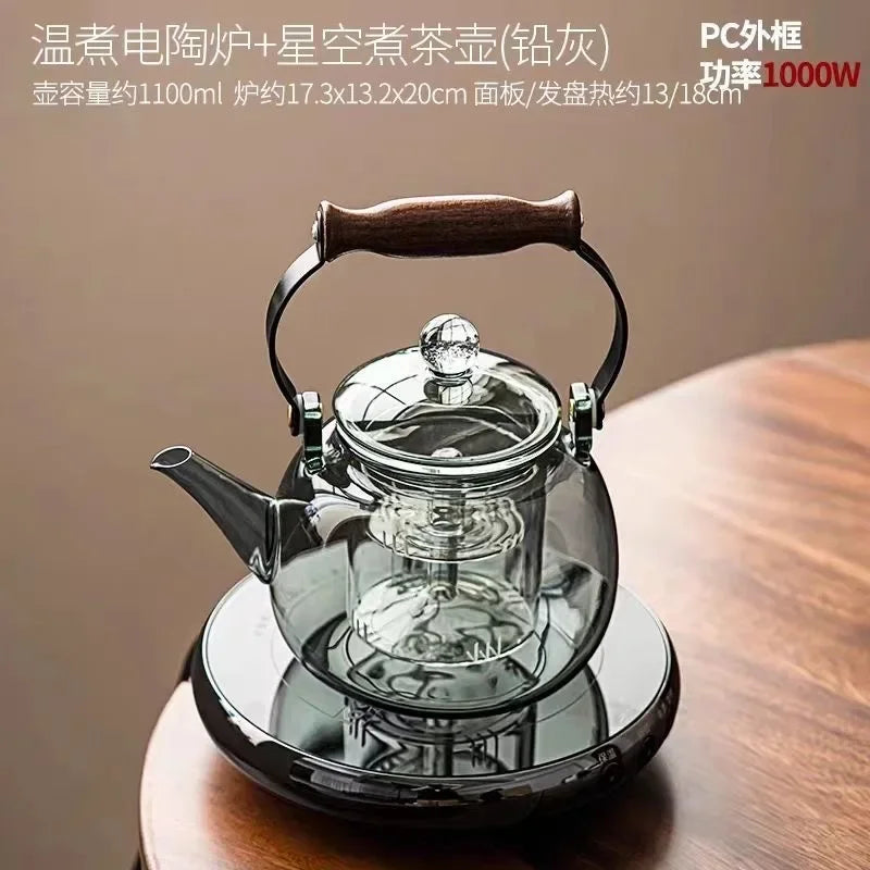 Glass Kettle Household Tea Set Small Steaming Teapot Electric Clay Stove Set