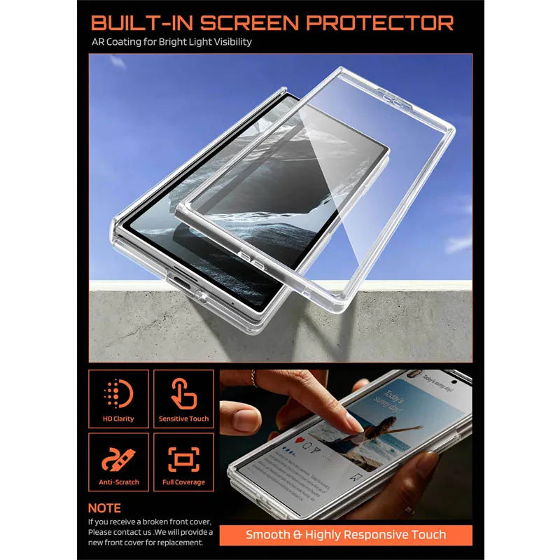 Full Body Rugged Phone Case with Built In Screen Protector and Magnetic Ring Kickstand for Samsung Galaxy Z Fold 8 Ultra