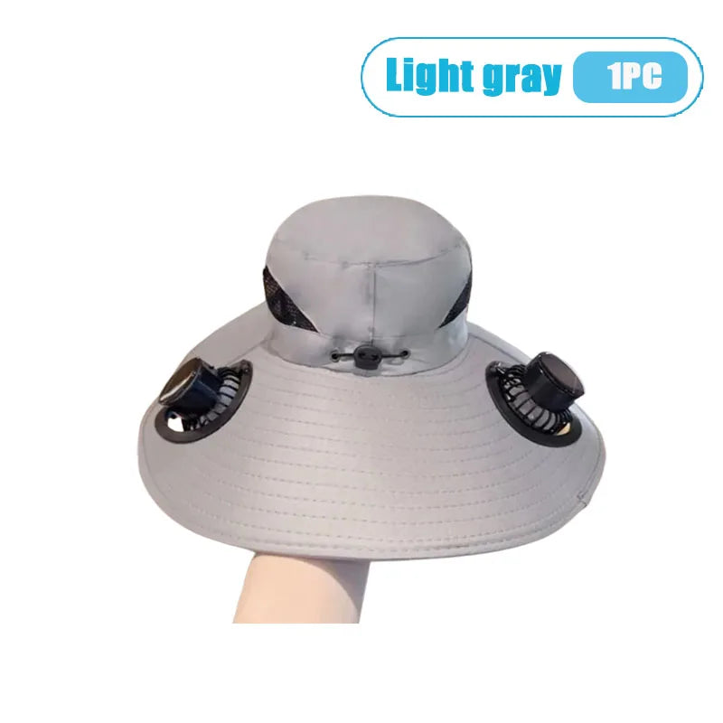 Solar Fan Sun Hat With Dual Fans And USB Charging