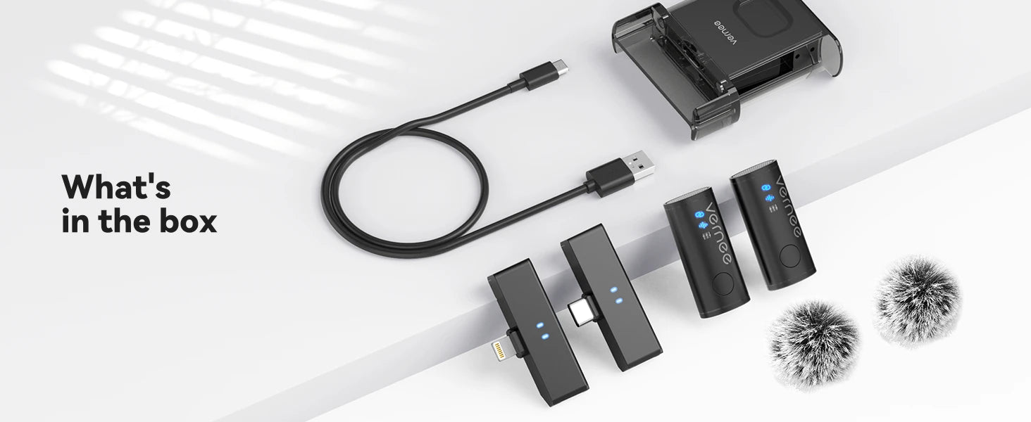 V10 Wireless Lavalier Microphone 60M Noise Cancellation Vlog Short Video Recording Mini Mic for iPhone/Android