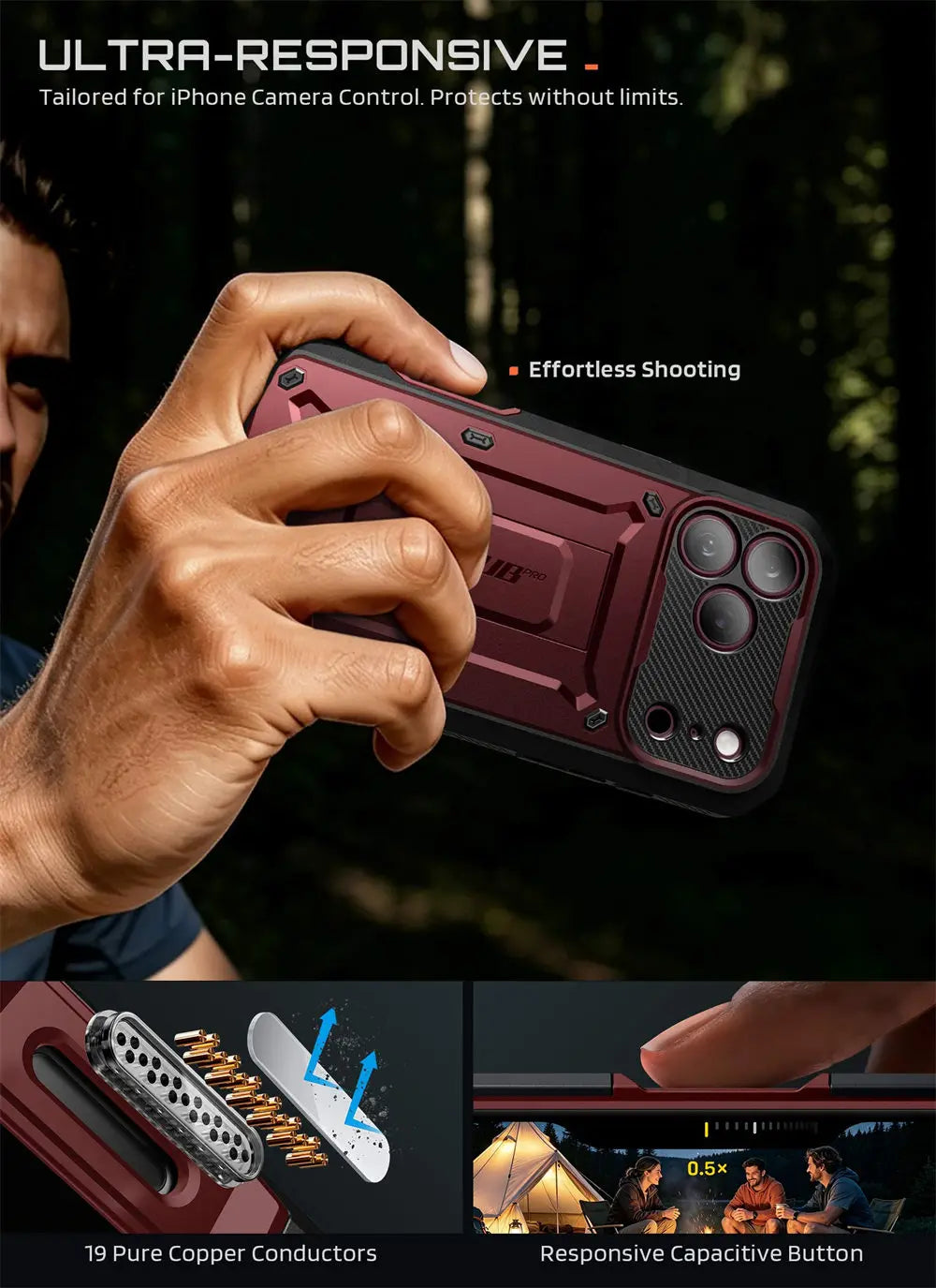 Full Body Rugged Phone Case with Built In Screen Protector and Belt Clip Holster for iPhone 17 Pro Max and iPhone 18 Pro Max