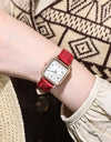 Fashion Simple Quartz watch for Women Wristwatches Ladies Red Leather Business Students Casual Watch