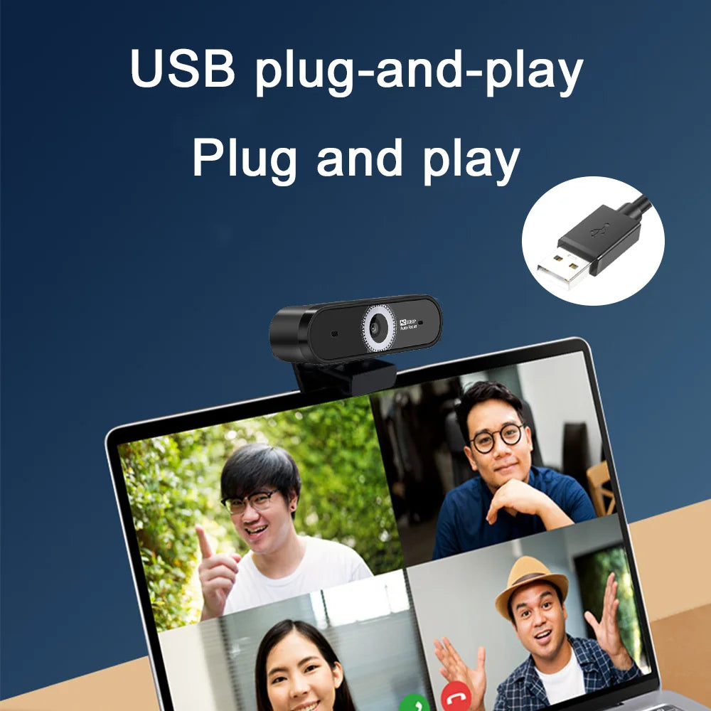 Webcam 2MP 1080P HDR Built-in Microphone 30fps Auto-focus USB Web Cam for Video Conference Online Teaching Boardcast Camera