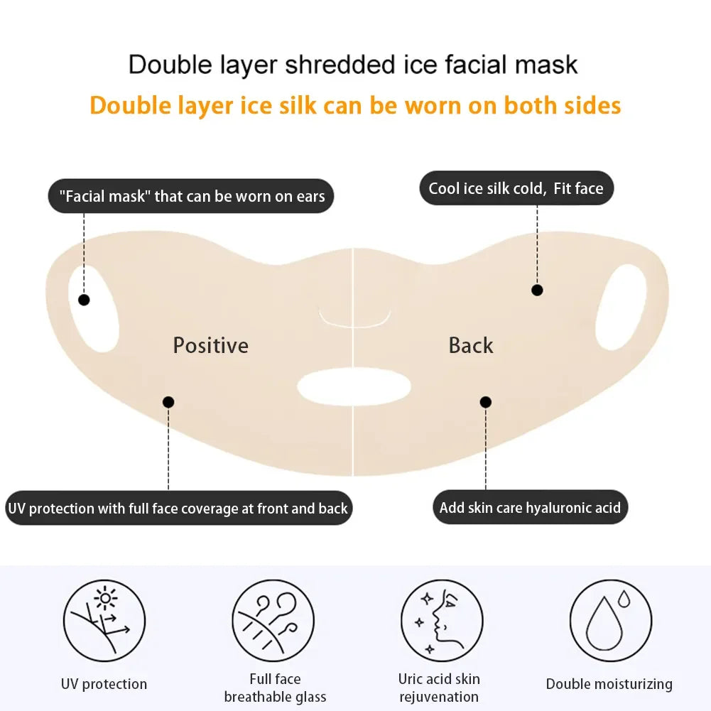 Ice Silk Sunscreen Mask Summer Anti-UV Protection Cycling Face Cover Women Breathable Outdoor Sport Sun Windproof Reusable Masks