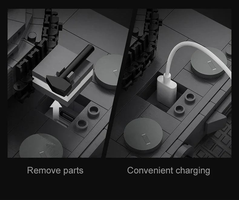 925pcs Ww2 Military Army 1:35 Sd.Kfz.181 Tiger Tank City Remote Control Building Blocks Weapon Bricks RC Vehicle Toys