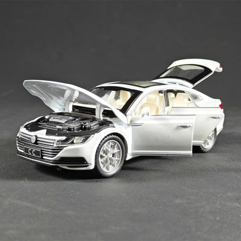 1:32 Scale Volkswagen CC Alloy Car Diecast Model Collect Hobby Model Ornaments Gift For Friend Boys Sound Light Pull Back Toys