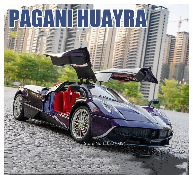 1:18 918 Spyder Martini Pagani Huayra Diecast Alloy Model Toys Car Doors Opened with Sound Light Miniature Vehice Adult Boy Gift