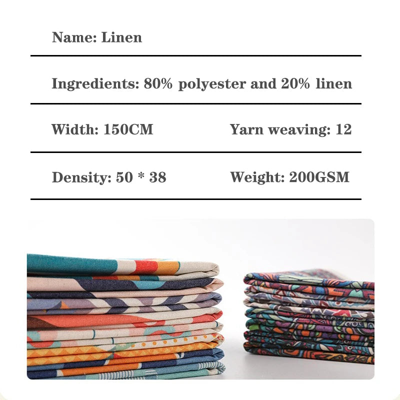 1/2/3/5M ethnic style linen canvas fabric for home textile DIY handmade sewing accessories sofa tablecloth by the meter