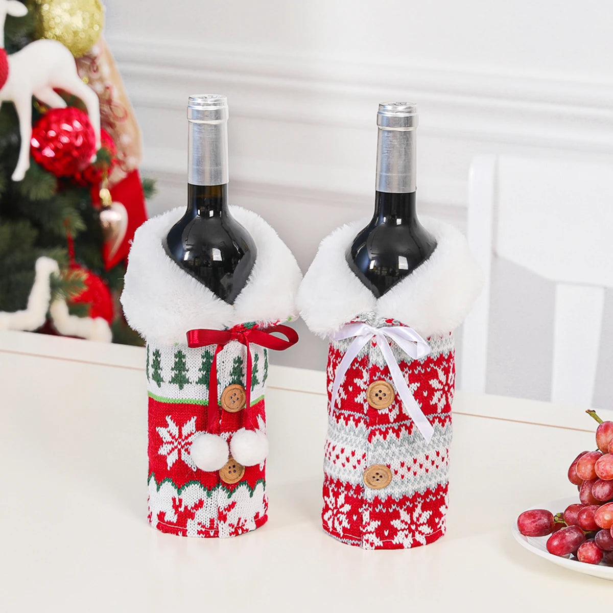 Christmas Wine Bottle Cover Merry Christmas Decorations