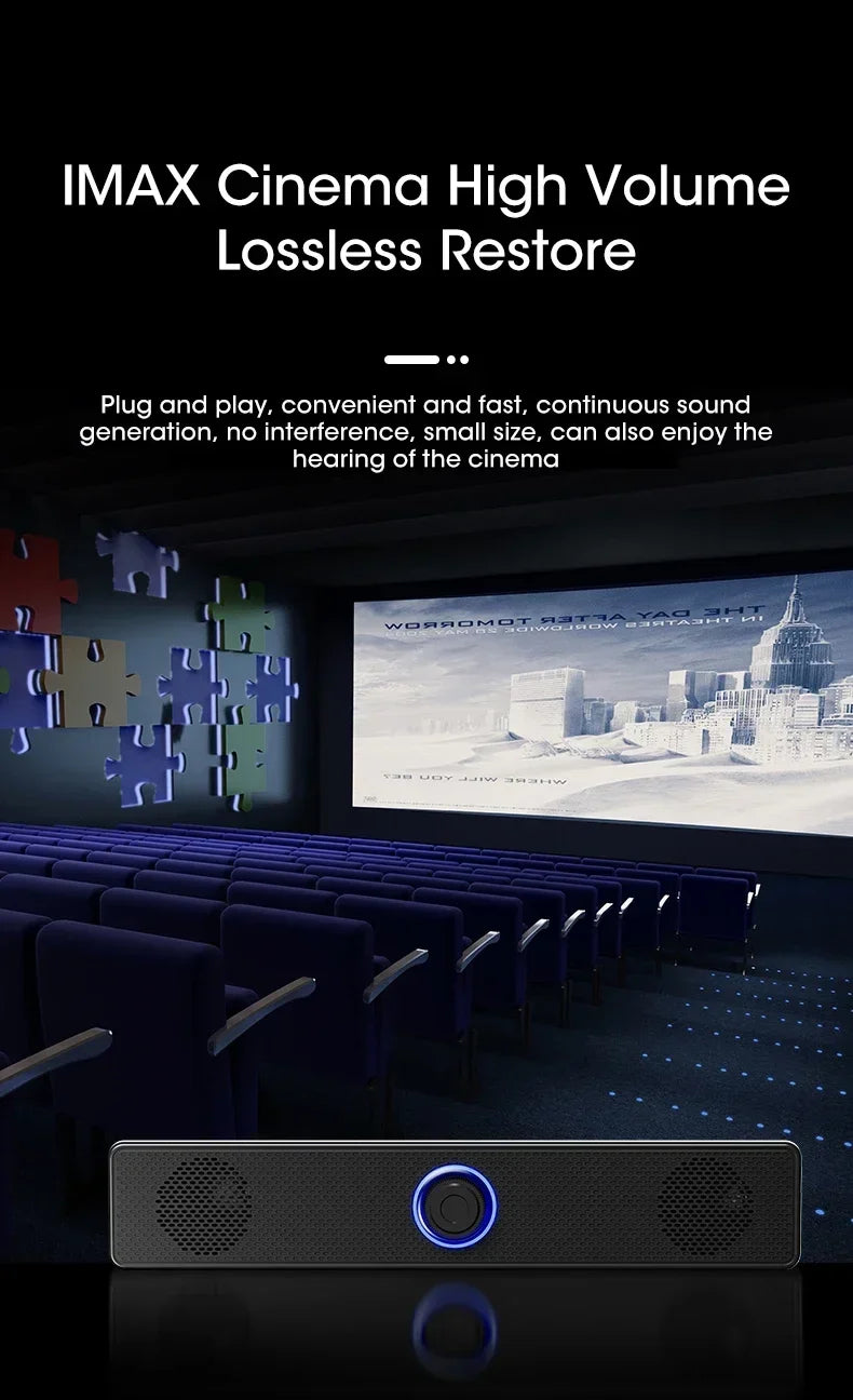 PC Soundbar Wired and Wireless Bluetooth Speaker USB Powered Soundbar for TV Pc Laptop Gaming Home Surround Audio System