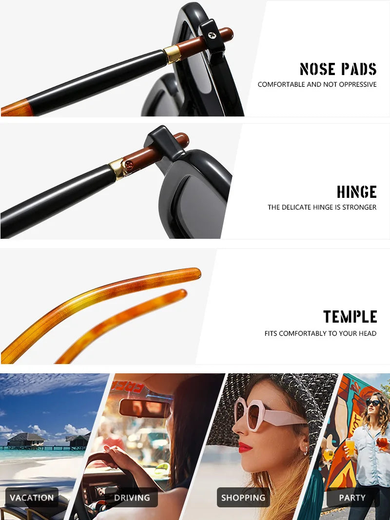 Retro Square Sunglasses With UV400 Protection