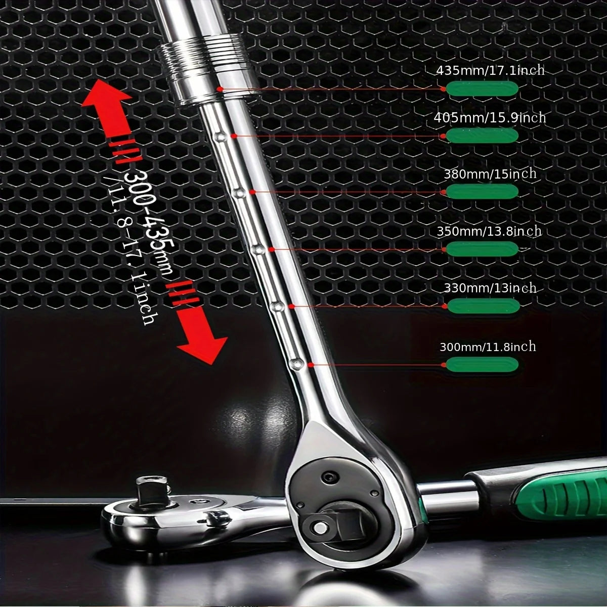 1/4" 3/8" 1/2" Drive Ratchet Handle Wrench 72-Tooth Quick-Release Reversible Extendable Socket Wrench Tool