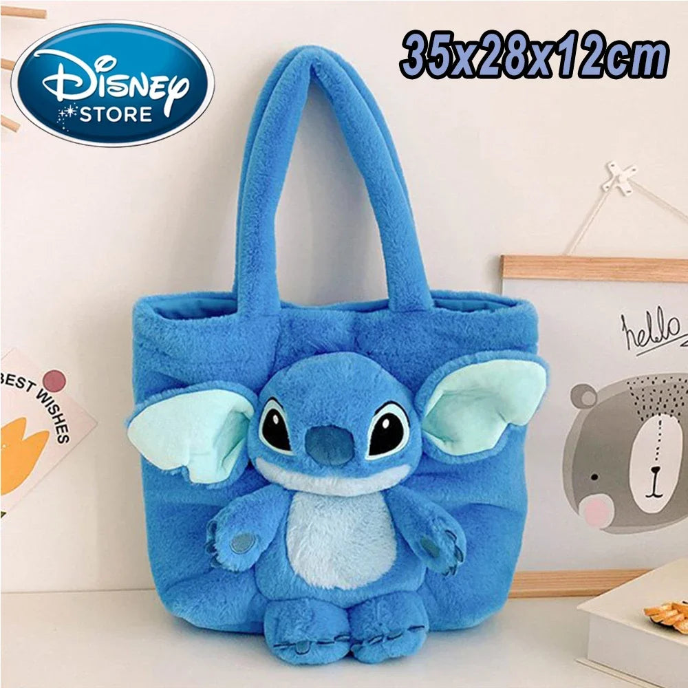 Disney Plush Backpack Ins Japanese Blue Stitch Funny Cartoon Large-Capacity Student Backpack Kindergarten Bag