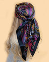 Retro Women Silk Scarf Bandanna Fashion Bohemian Pattern Square Hijab Lady Wrap Headband foulard muffler