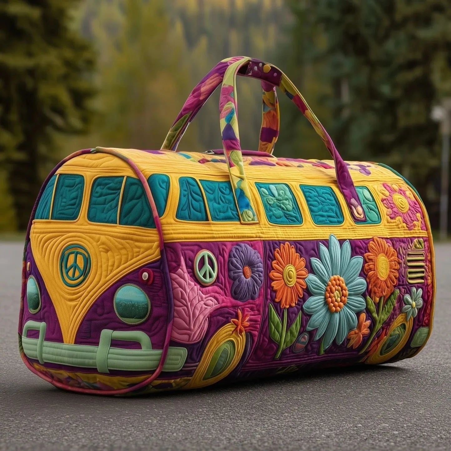 3D Bus Print Travel Duffle Bag Yoga Handbag