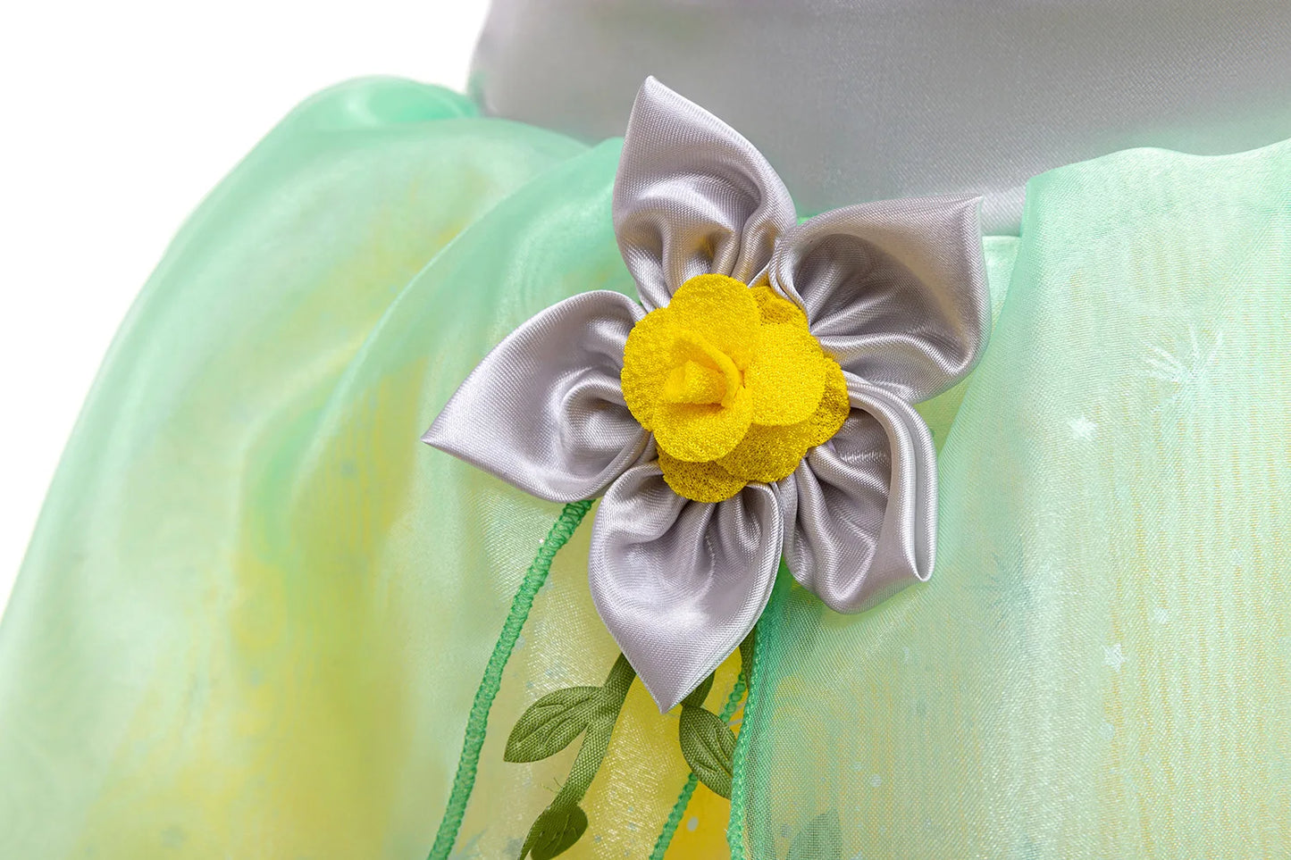 Layered Tulle Fairy Princess Dress Green Yellow Sling Party Costume