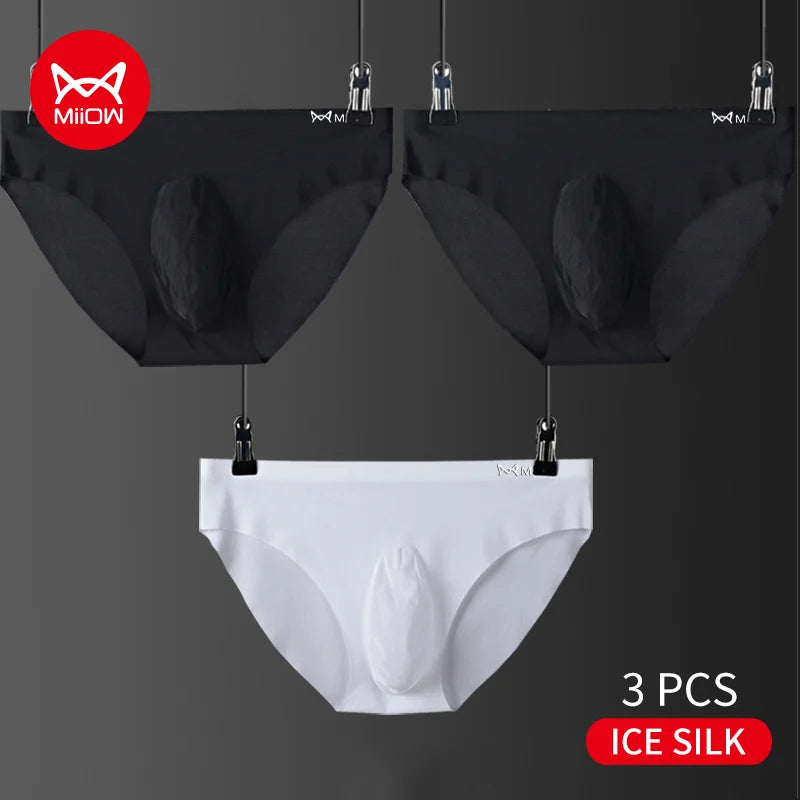 3-Pack Men’s Ice Silk Breathable Transparent Briefs – Thin & Lightweight