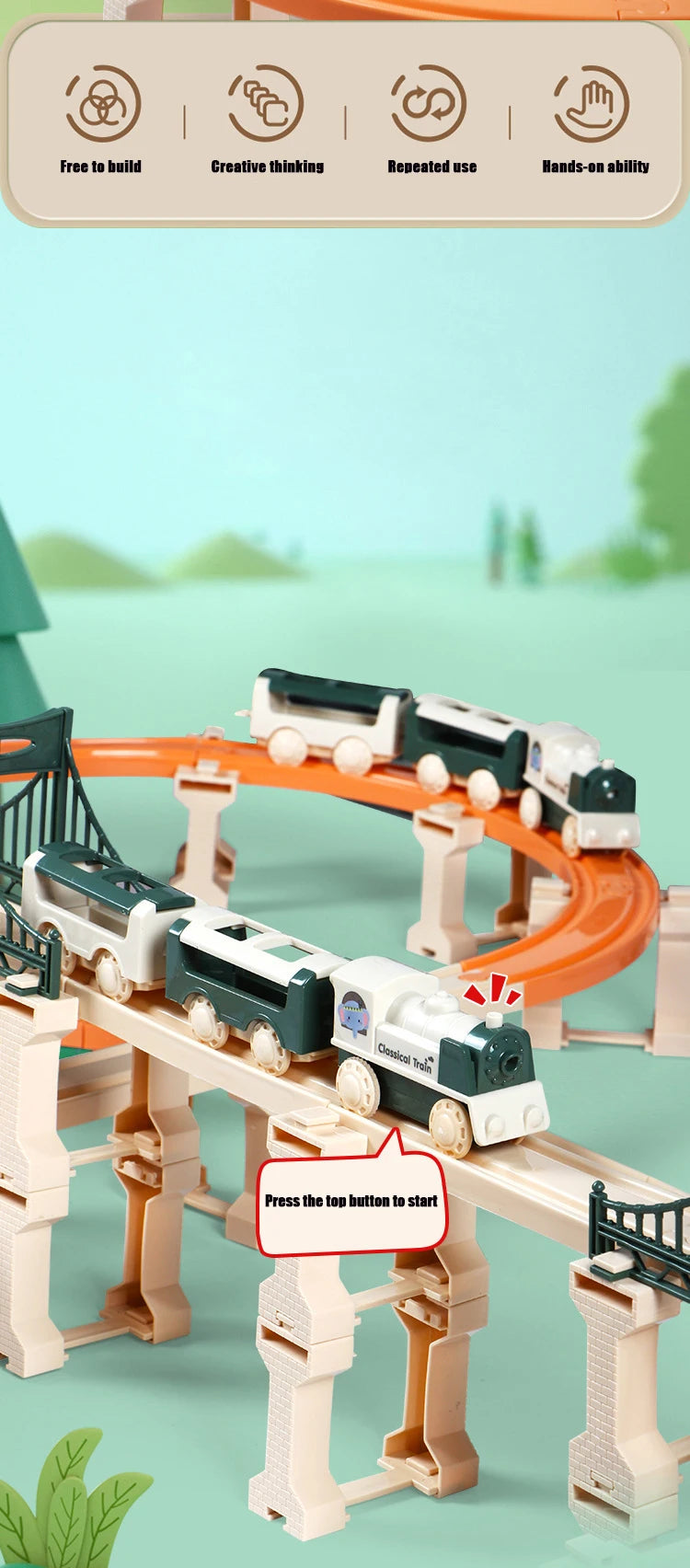 Electric Christmas Track Toy Set DIY Toys Puzzle Assembled Railway Track Building Block Track Toy for  Christma Gift