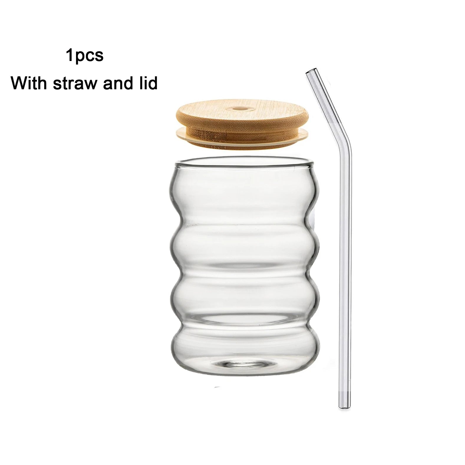 1/2pcs Beverage Glasses With Straws Glass Cups clear Ripple Drinking Glasses for Juice Beer Wine Champagne Cocktail 350/500ml