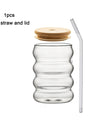1/2pcs Beverage Glasses With Straws Glass Cups clear Ripple Drinking Glasses for Juice Beer Wine Champagne Cocktail 350/500ml