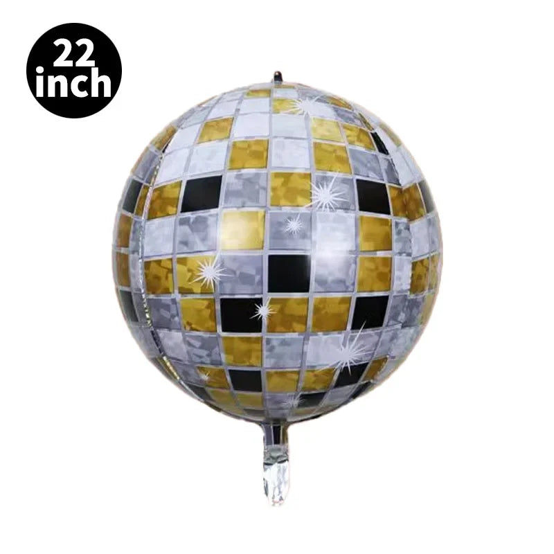 5 Pcs 22 Inch 4D Disco Retro Rock Ballroom Metal Balloons Wedding Birthday Decoration Baby Shower Helium Balloons Party Supplies