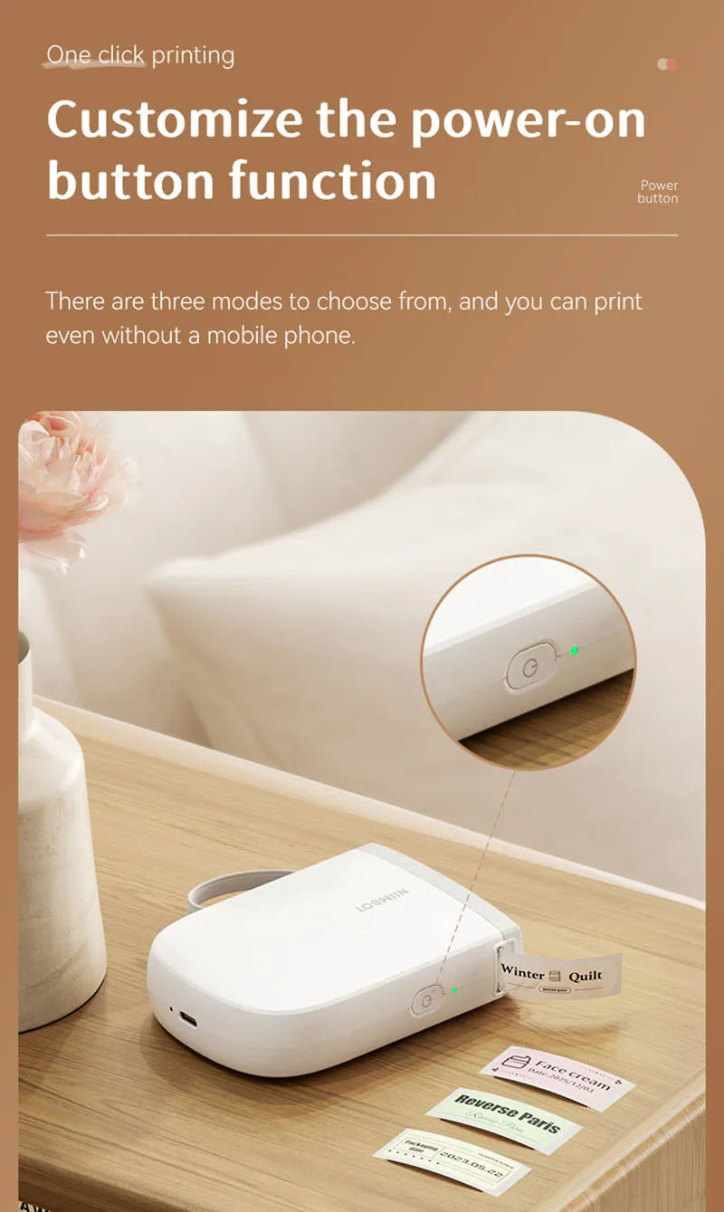 D11 Mini Label Printer 300DPI, Bluetooth Wireless Inkless Sticker Maker, Portable Label Machine for Name Tags, Kitchen & Home