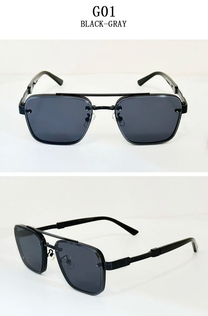 Square Alloy Frame Sunglasses With UV400 Protection