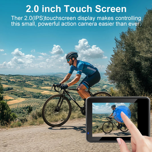 5K Action Camera with 2.0 Inch Touch Screen WiFi EIS and 30M Waterproof Housing