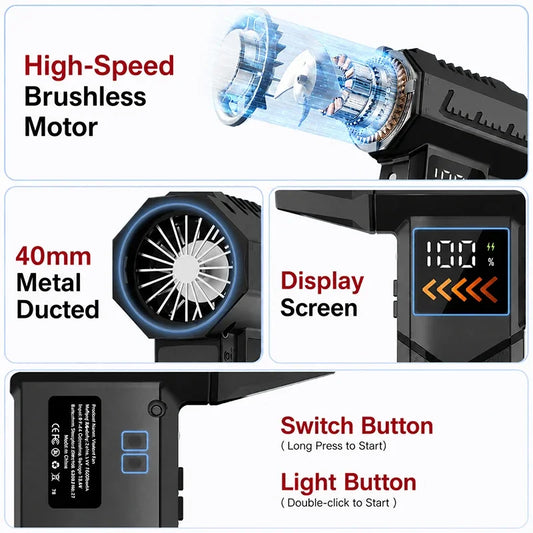 2800000 RPM Turbo Jet Air Blower Cordless Air Duster With Emergency Power Supply
