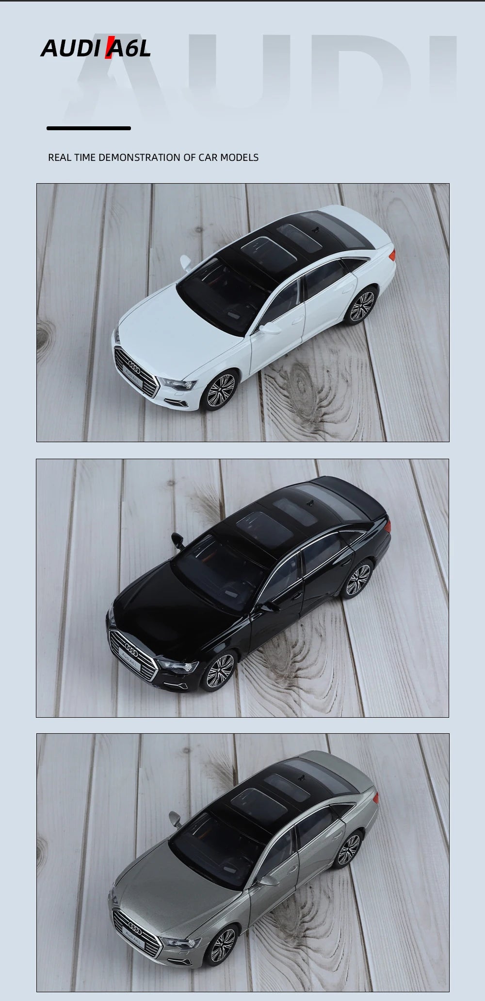 1:24 Audi A6 Alloy Diecast Vehicles Model Car Miniature Metal Sound Light Ornaments Gifts Collections Hobby Decoration Christmas