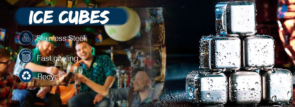 Reusable Whiskey Stones Stainless Steel Ice Cubes Quick-Freeze Wine Cooler Food Grade Metal Pellets Beer Cooler Bar Accessories