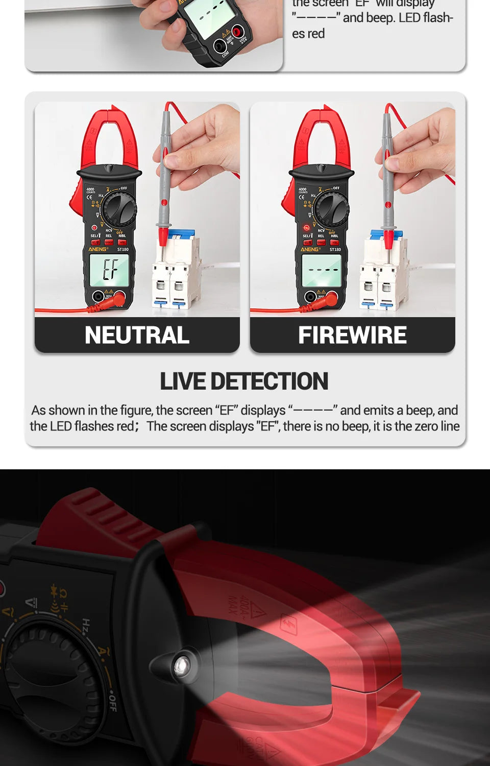 AC Current Clamp Meter  Digital 4000 Counts Multimeter Ammeter Voltage Tester Car Amp Hz Capacitance NCV Ohm Tool