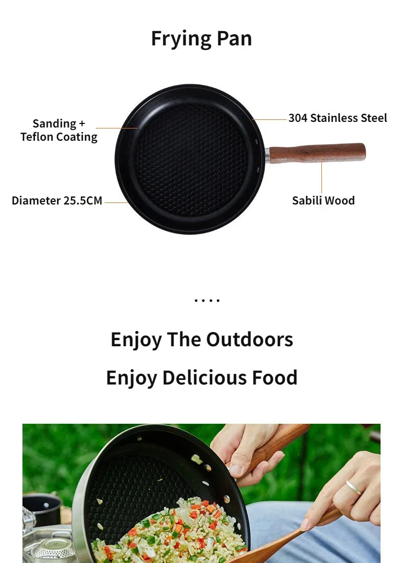 Outdoor Camping Non-stick Frying Pan Breakfast Pancake Pot  Stainless Steel Cooking Food Induction Cooker Fry Pan