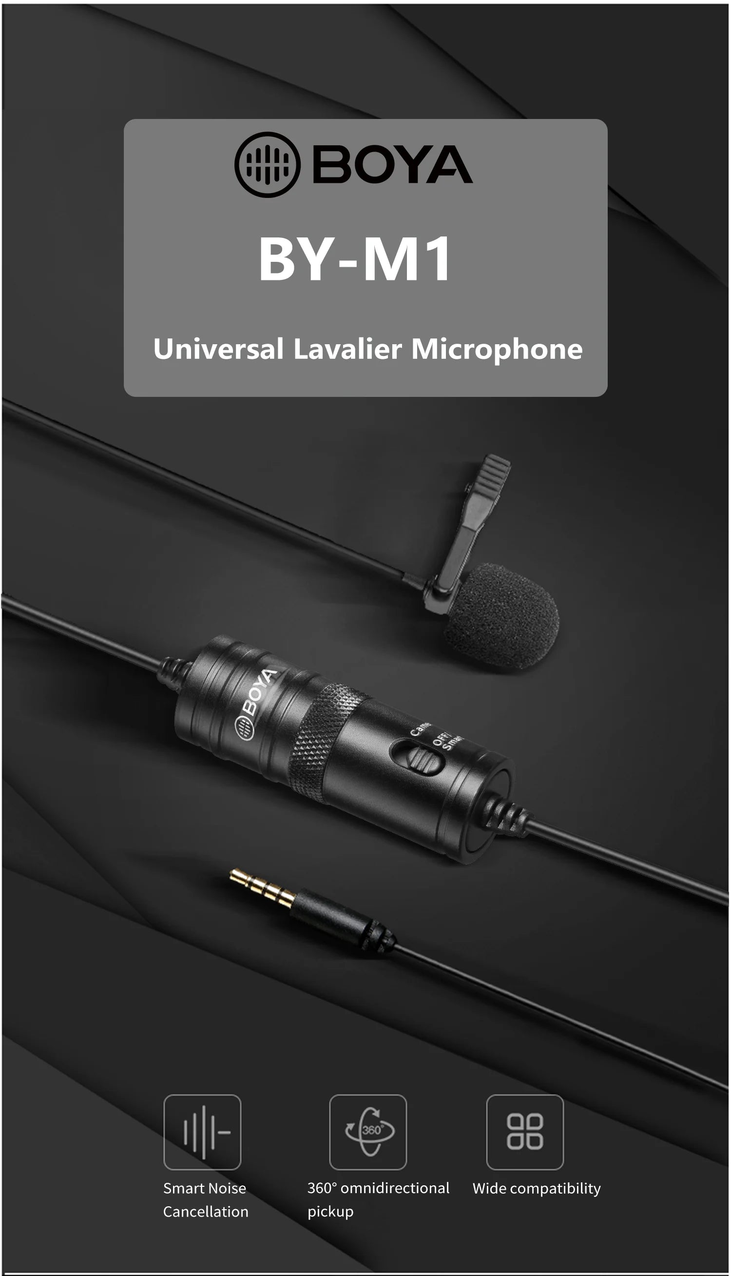 BY-M1 6m Professional Condenser Lavalier Lapel Microphone for PC Computer Laptop Smartphone iPhone DSLR Youtube Streaming