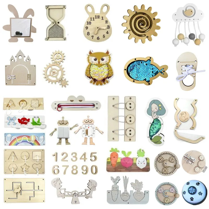 Montessori Activity Busy Board DIY Accessories Material Wooden Toys Busyboard  Early Education Learning Skill Toy Parts