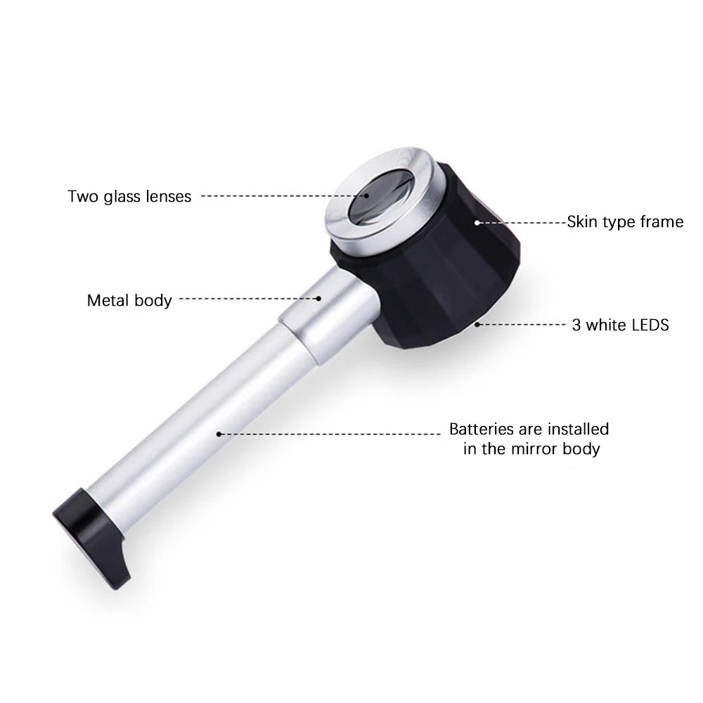 45X LED UV Magnifier Loupe with Scale Metal Handheld