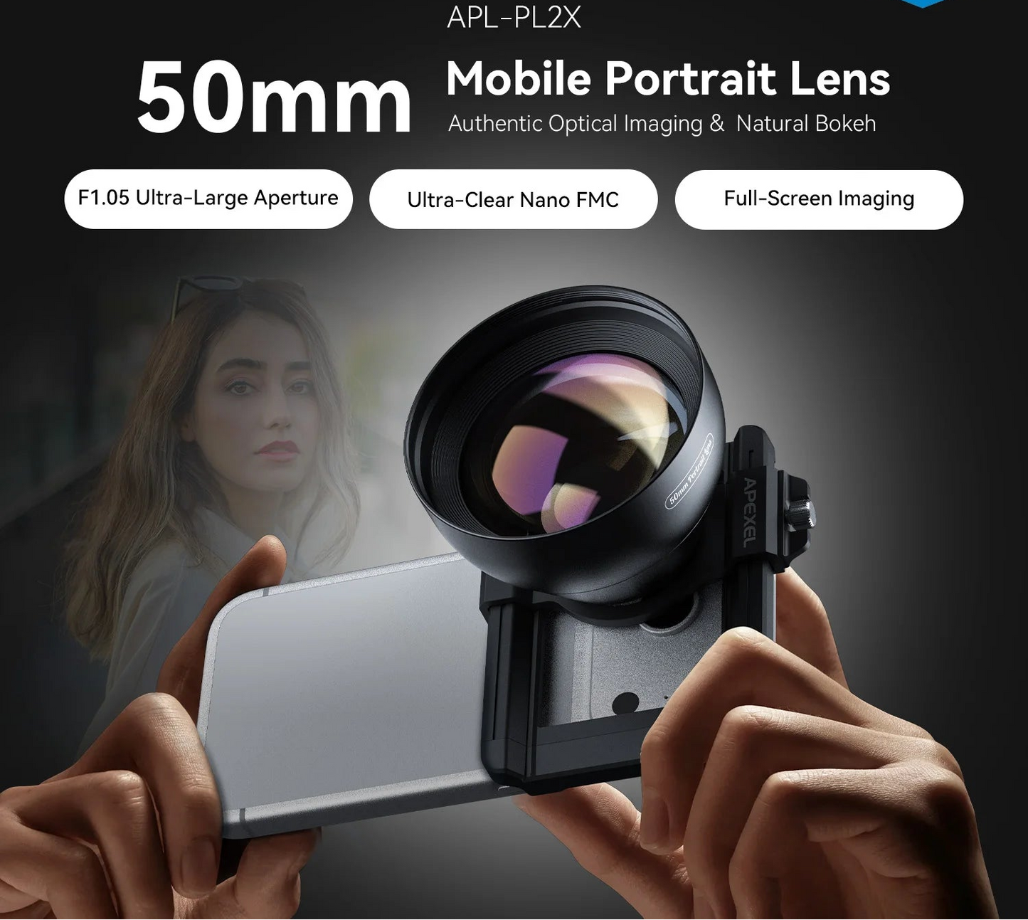 2X Smartphone Portrait Lens with Natural Bokeh Effect 50mm