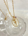 12 Birth Month Flower Birthstone Necklace for Women Charm White Shell Pendant Necklaces