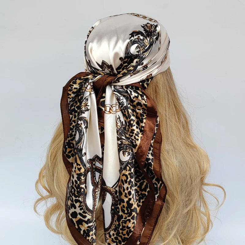 Retro Women Silk Scarf Bandanna Fashion Bohemian Pattern Square Hijab Lady Wrap Headband foulard muffler
