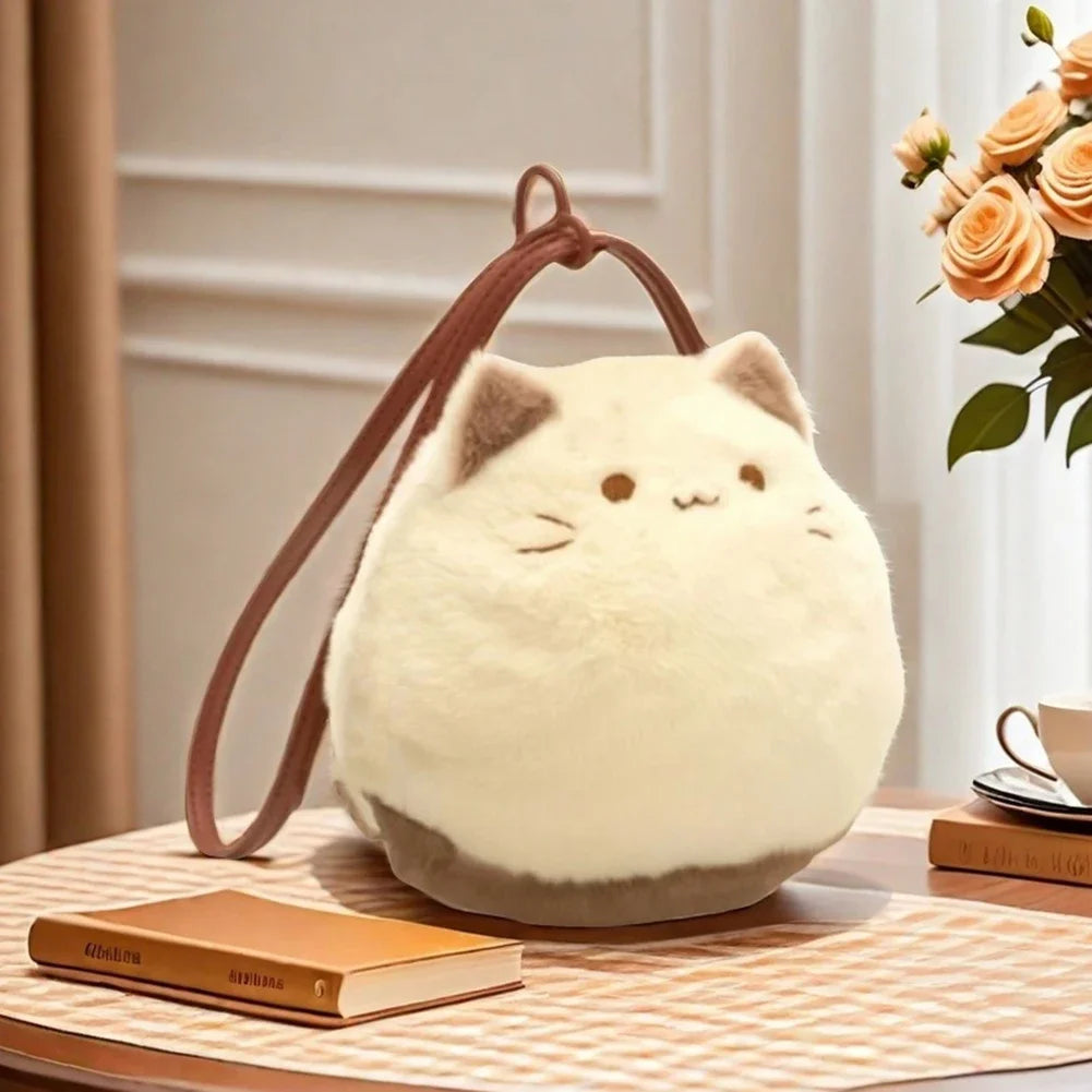 Cute Cat Plush Handbag Soft Shoulder Backpack