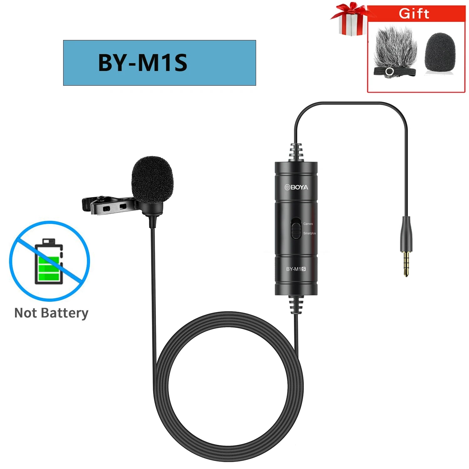 BY-M1 6m Professional Condenser Lavalier Lapel Microphone for PC Computer Laptop Smartphone iPhone DSLR Youtube Streaming