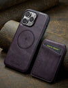 Leather for Magsafe Phone Case for iPhone 16 15 Pro Max 14 Plus Bracket Magnetic Back Cover with Card Holder