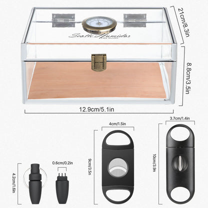 Cigar Case Humidors Acrylic Cigar Box Hygrometer Humidifier Hold 20 Cigars Include Cigar Cutters Cigar Punch Accessories