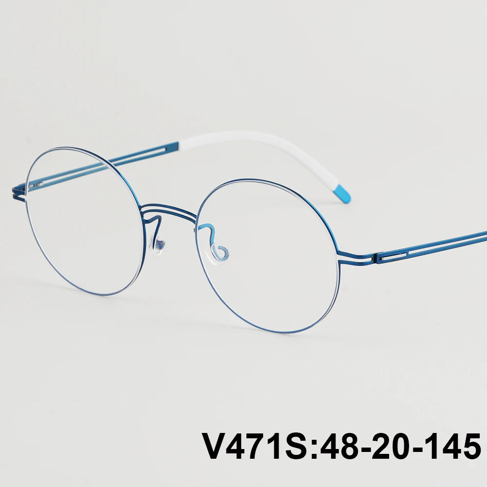 Round Screwless Pure Titanium Eyeglasses Frame