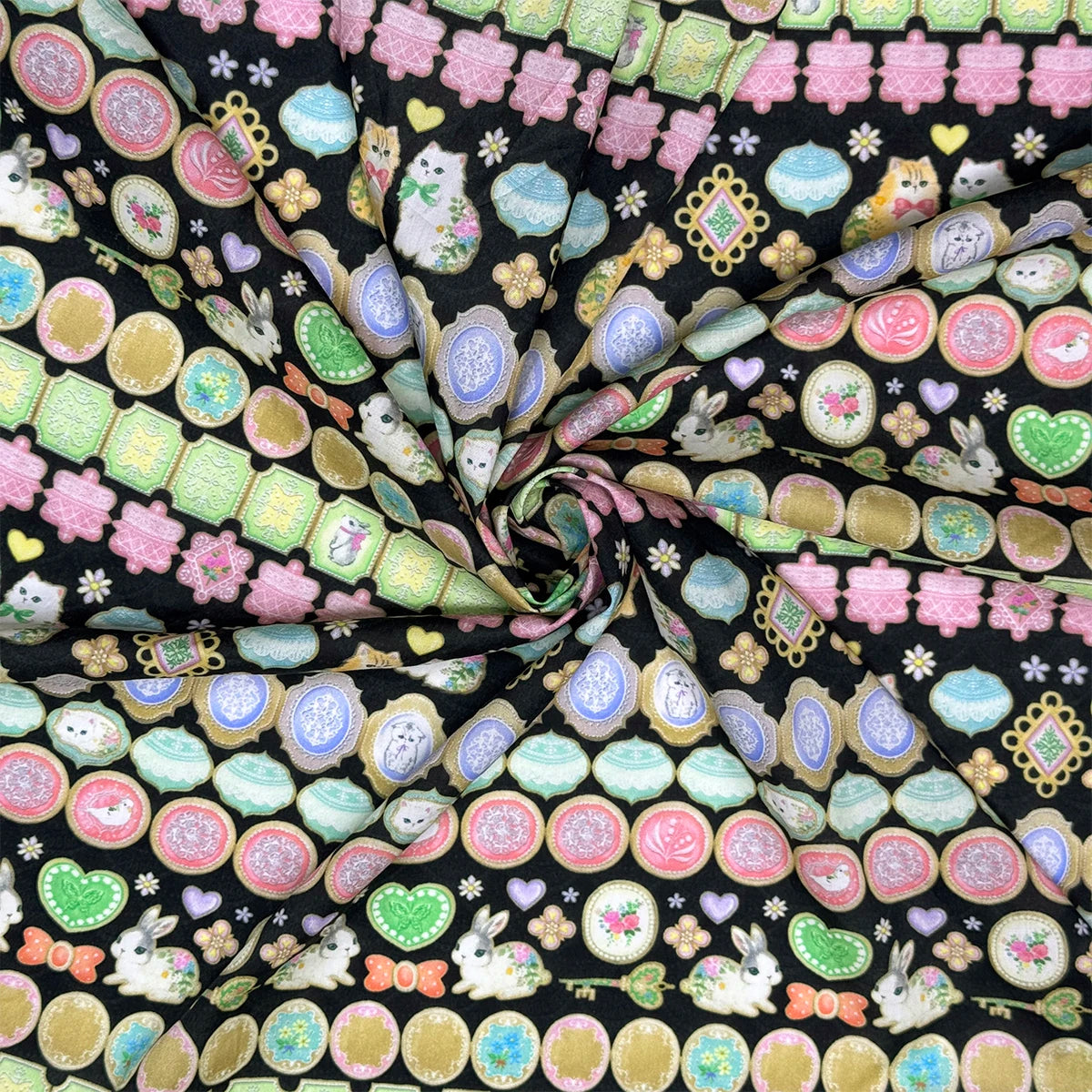 1/5M 100% cotton black Icing Cookies tana lawn fabric 80s Poplin printing Sewing fabric Making Dress Clothing Handmade DIY Cloth