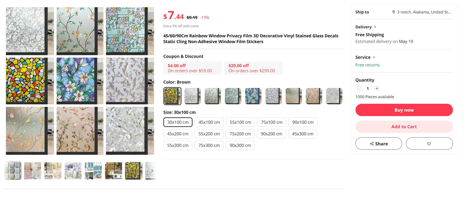 45/60/90Cm Rainbow Window Privacy Film 3D Decorative Vinyl Stained Glass Decals Static Cling Non-Adhesive Window Film Stickers