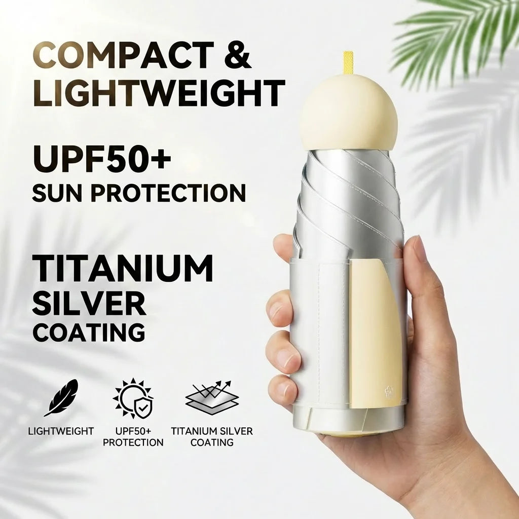 Mini Travel Folding Umbrella Compact Pocket Size UV Protection Sun and Rain Umbrella with Pouch