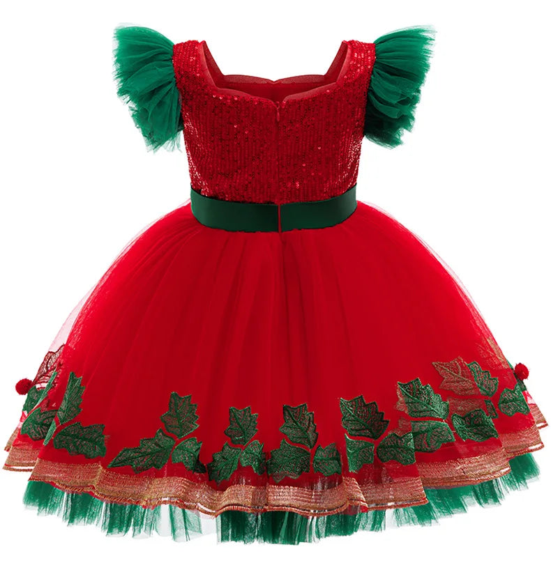 New Color Block Princess Dress - Preteen Lace Paneled Tutu for Christmas Performances | Girls Party Gown